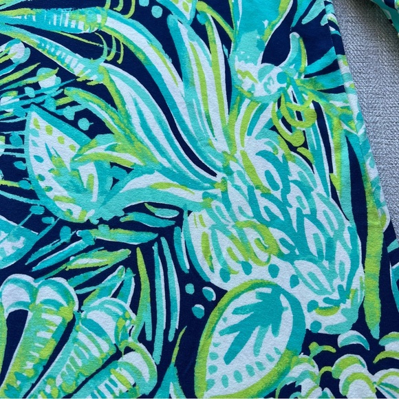 Lilly Pulitzer Ophelia Dress in Bright Navy Party Like a Flick Star Pineapple - Picture 5 of 6